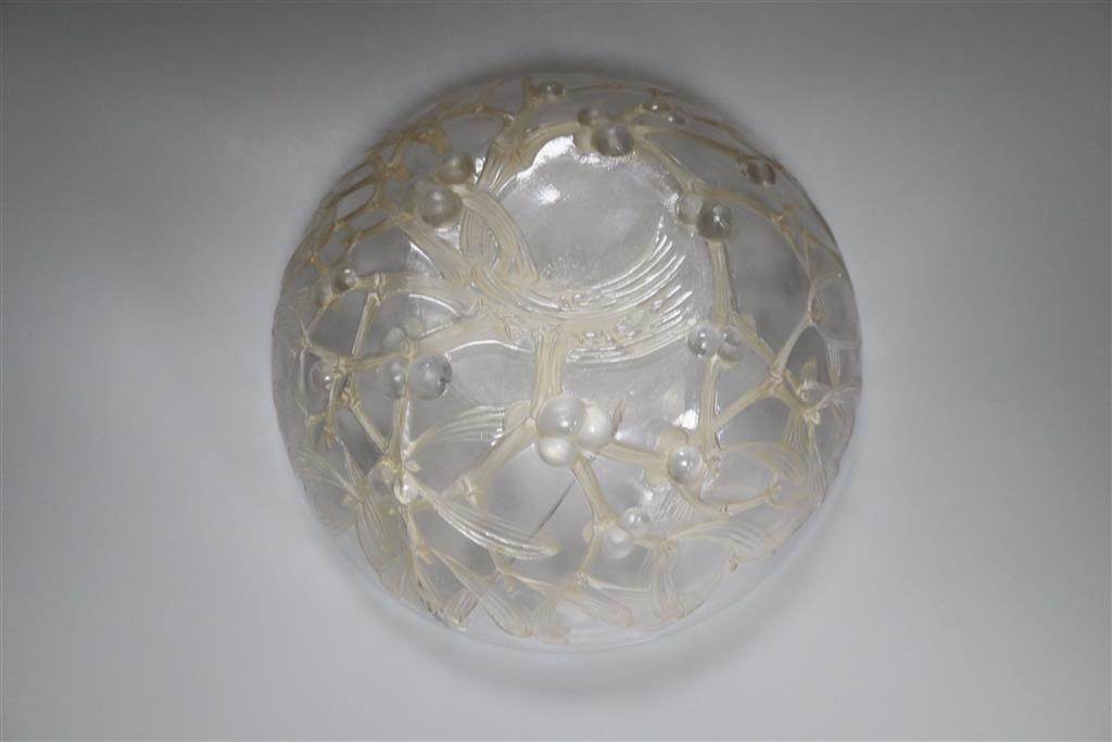 René Lalique. A pre-war glass Gui No.1 pattern bowl, no.3223, designed in 1921, moulded mark, 24cm (cracked)